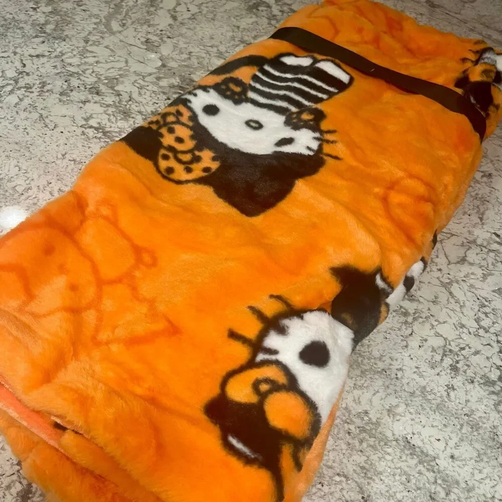 Hello Kitty Halloween Viral Faux Rabbit Fur Blanket Plush Throw